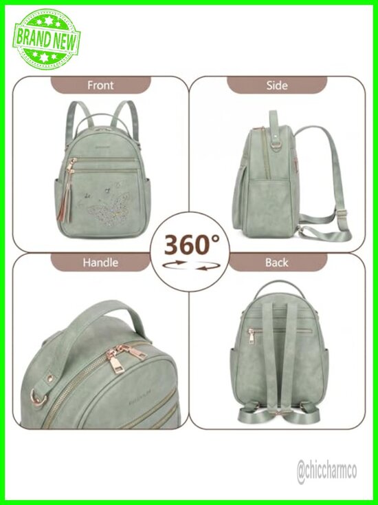 Backpack Purse for Women, PU Leather Lightweight Waterproof Travel Mini Daypack